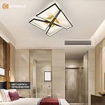 Управляемая светодиодная люстра ORLANDO 120W S-APP-550x550x90-BLACK WOOD WHITE-220-IP20