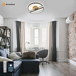 Управляемая светодиодная люстра  WOODY LOFT 75W 3R-APP-500x135-BLACK WOOD-220-IP20