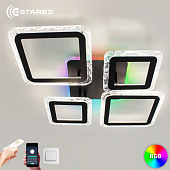 Управляемая светодиодная люстра OVAL ICE RGB 75W 5S-APP-725х500х93-BLACK/CLEAR-220-IP20