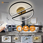Управляемая светодиодная люстра  WOODY LOFT 75W 3R-APP-500x135-BLACK WOOD-220-IP20